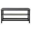 Banc d'entrée tissu gris avec rangement chaussures SAVONE