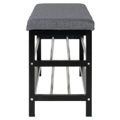 Banc d'entrée tissu gris avec rangement chaussures SAVONE