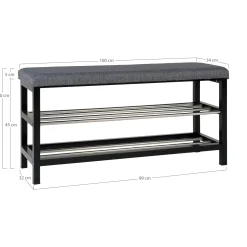 Banc d'entrée tissu gris avec rangement chaussures SAVONE