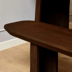 Banc de salle à manger bois foncé pieds courbes 220 cm ALMA