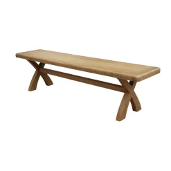 Banc de salle à manger en chêne pieds croisés 200 cm VALMONT