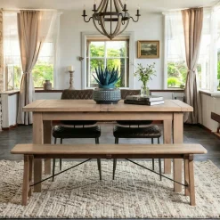 Banc de table bois recyclé clair 150 cm SALERNE