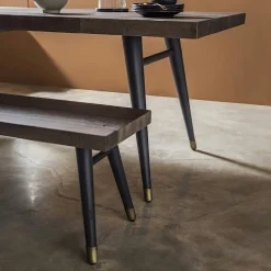 Banc de table bois recyclé piètement effet laiton vieilli 180 cm ADÉLAÏDE