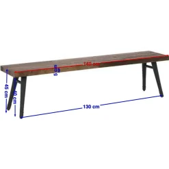 Banc de table bois recyclé piètement noir 140 cm ADÉLAÏDE