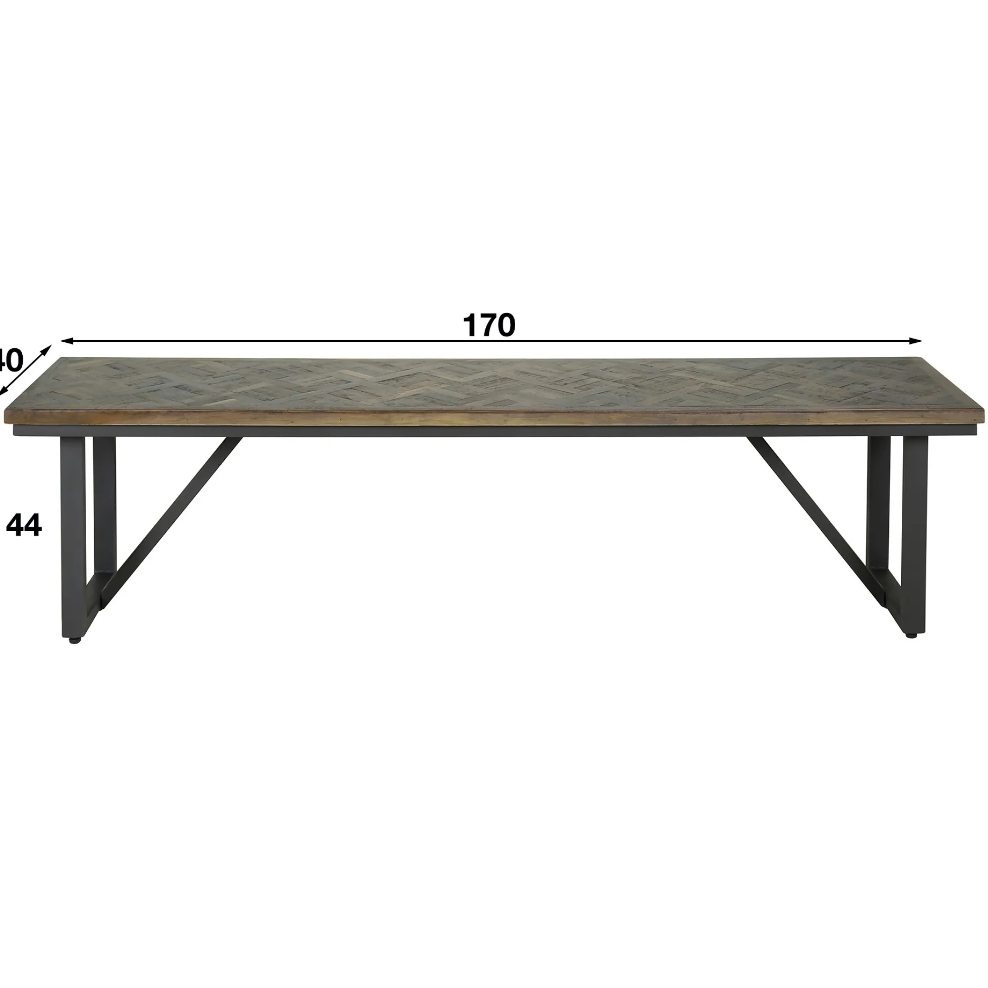 Banc de table en bois de teck brun motif croisé 170 cm AMBON
