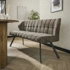 Banc de table en velours texturé taupe 180 cm MELBOURNE