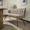 Banc de table en velours texturé beige nacré 180 cm MELBOURNE
