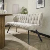 Banc de table en velours texturé sable 180 cm MELBOURNE