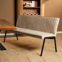 Banc de table à manger beige à bandes 185 cm CORTINA