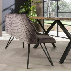 Banc de table à manger en velours gris 160 cm MELBOURNE