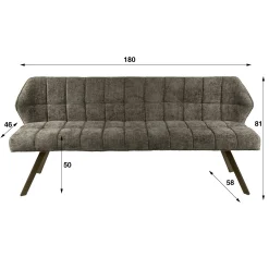 Banc de table taupe pieds bronze 180 cm MELBOURNE