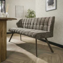 Banc de table taupe pieds bronze 180 cm MELBOURNE