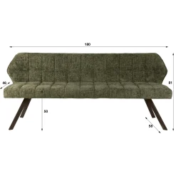 Banc de table vert pieds bronze 180 cm MELBOURNE