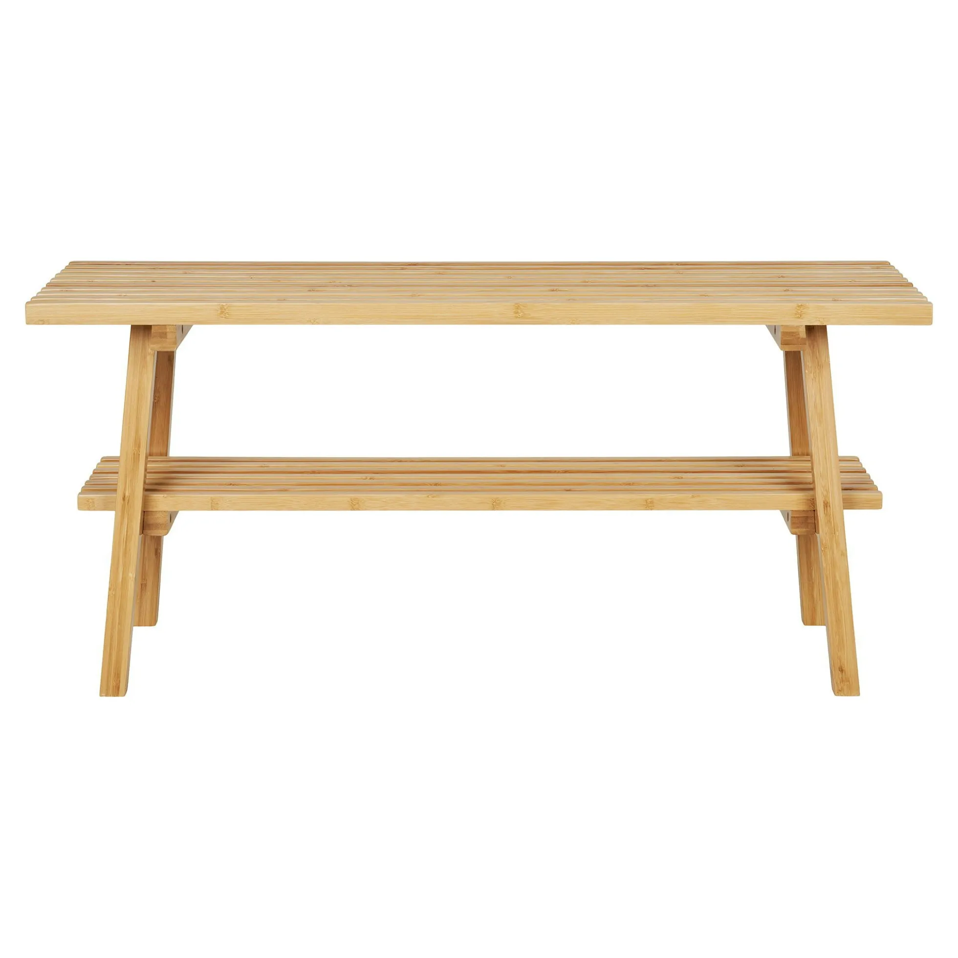 Banc en bambou avec 2 plateaux, pour sdb ou entrée BRUGES