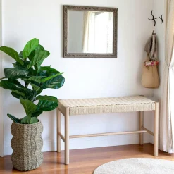 Banc en bois blond et corde tressée BRUGES