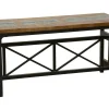 Banc en Hévéa recyclé coloré et pieds métal avec croisillons 90x36x45cm LOFT COLORS