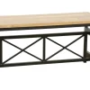 Banc en Hévéa recyclé naturel et pieds métal avec croisillons 90x36x45cm LOFT