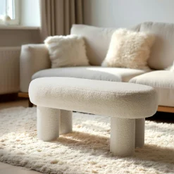 Banc en tissu bouclette blanc CASTILLE