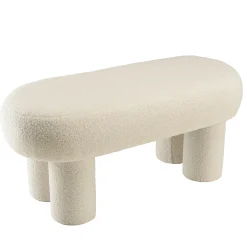 Banc en tissu bouclette blanc CASTILLE