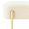 Banc forme arrondie avec rangement tissu écru COLOMBUS