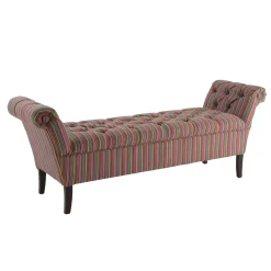 Banc méridienne capitonnée rayures coton BUTTON