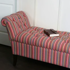 Banc méridienne capitonnée rayures coton BUTTON