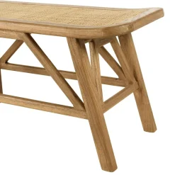 Banc 2 places en bois de mindi et rotin naturel TIVARO