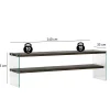 Banc TV bois anthracite et verre - 2 niveaux, 140 cm LHASA