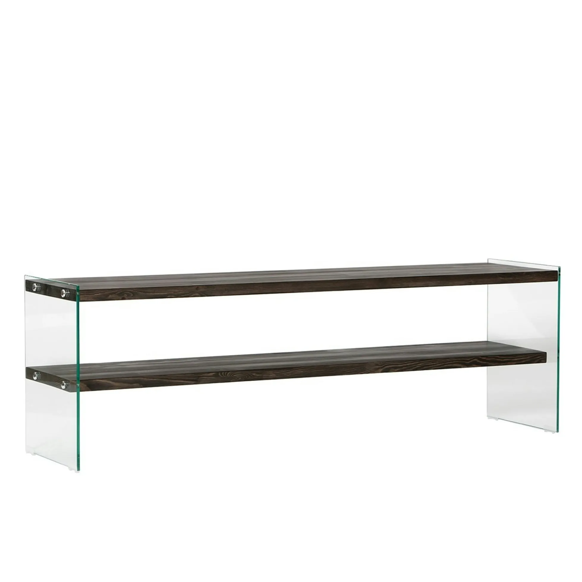 Banc TV bois anthracite et verre - 2 niveaux, 140 cm LHASA