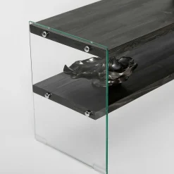 Banc TV bois anthracite et verre - 2 niveaux, 140 cm LHASA