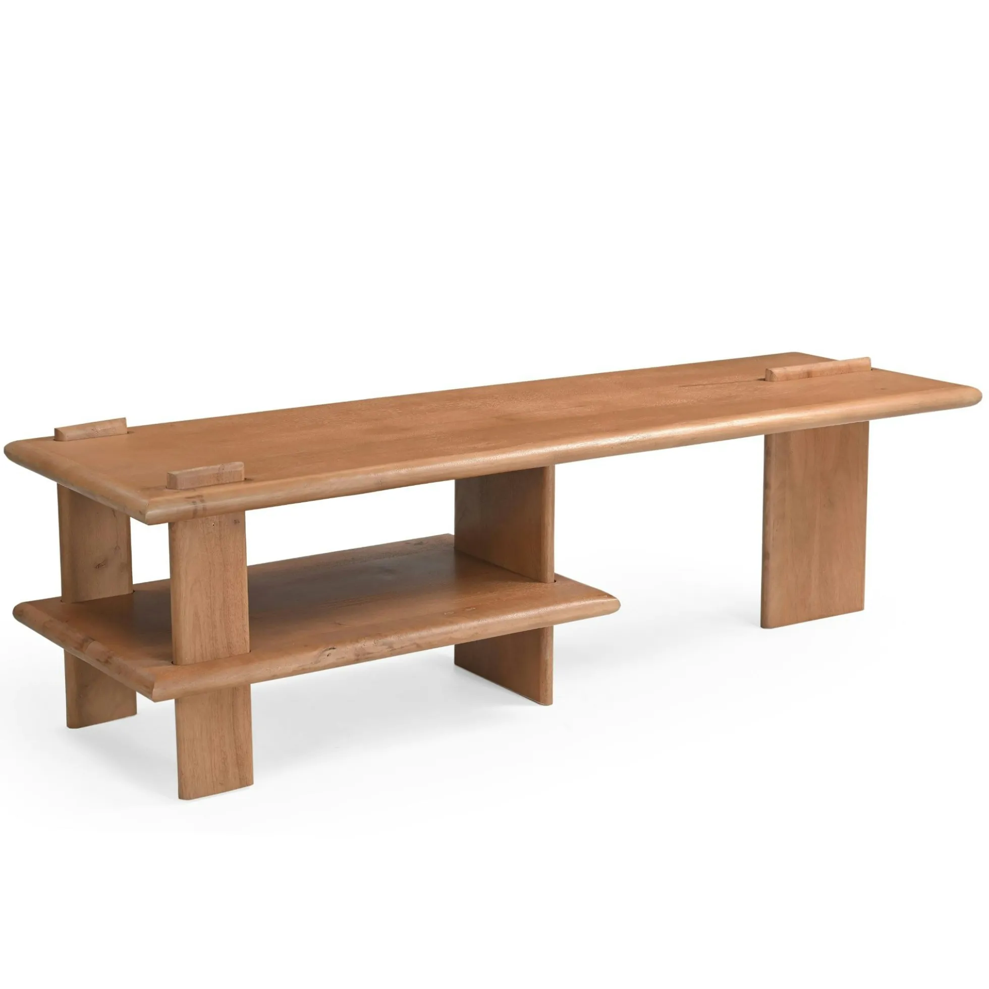 Banc TV en bois clair à étagère 160 cm ALMA