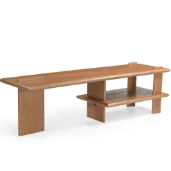 Banc TV en bois clair à étagère 160 cm ALMA