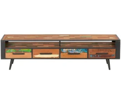 Banc TV 4 tiroirs 1 niche bois recyclé DRAKKAR