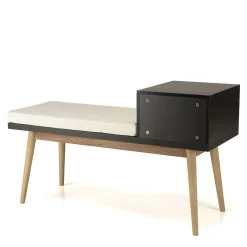 Banquette d'entrée en bois avec tiroir en cannage ALCUDIA