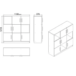 Bibliothèque blanche design damier 9 rangements MARFA