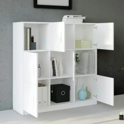 Bibliothèque blanche design damier 9 rangements MARFA