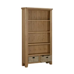 Bibliothèque chêne avec 2 paniers de rangement VALMONT