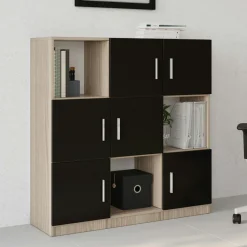 Bibliothèque design damier 6 rangements noirs MARFA
