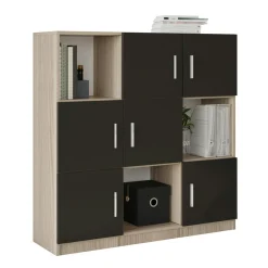 Bibliothèque design damier 6 rangements noirs MARFA