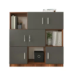 Bibliothèque design damier 6 rangements gris rétro chic MARFA