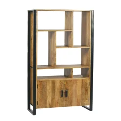 Bibliothèque déstructurée bois métal 2 portes KARGO