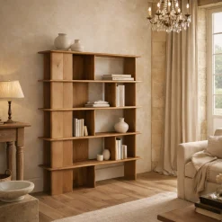 Bibliothèque en bois clair à plateaux ouverts 150 cm ALMA