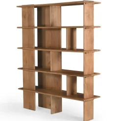 Bibliothèque en bois clair à plateaux ouverts 150 cm ALMA