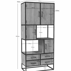Bibliothèque en bois clair 4 portes 4 tiroirs RIVANO