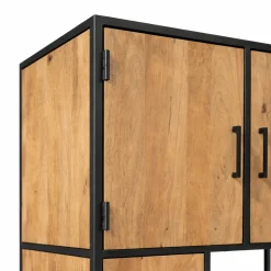 Bibliothèque en bois clair 4 portes 4 tiroirs RIVANO