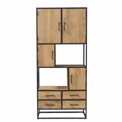 Bibliothèque en bois clair 4 portes 4 tiroirs RIVANO