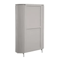 Bibliothèque haute bois gris rainuré avec rangement CALERO