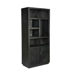 Bibliothèque haute bois noir 2 portes MONTARO