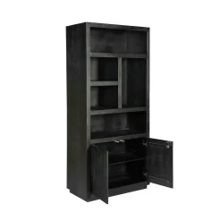 Bibliothèque haute bois noir 2 portes MONTARO