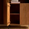Bibliothèque haute bois rainuré avec rangement CALERO